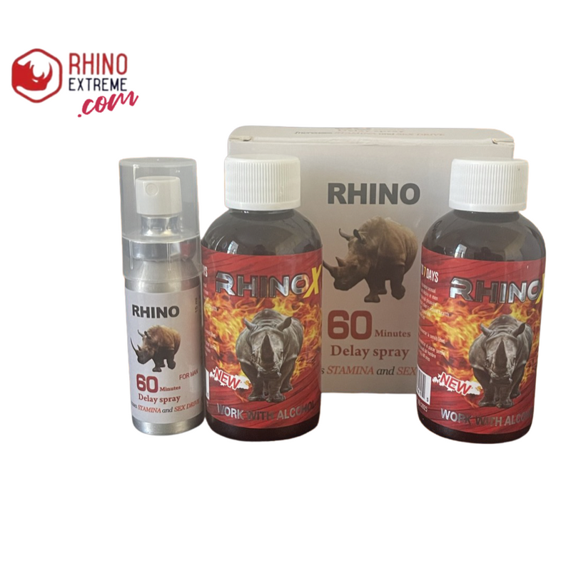 delay spray plus 2 rhino X“maximum growth formula” harder erection extra strength twice as effective - Rhino Extreme