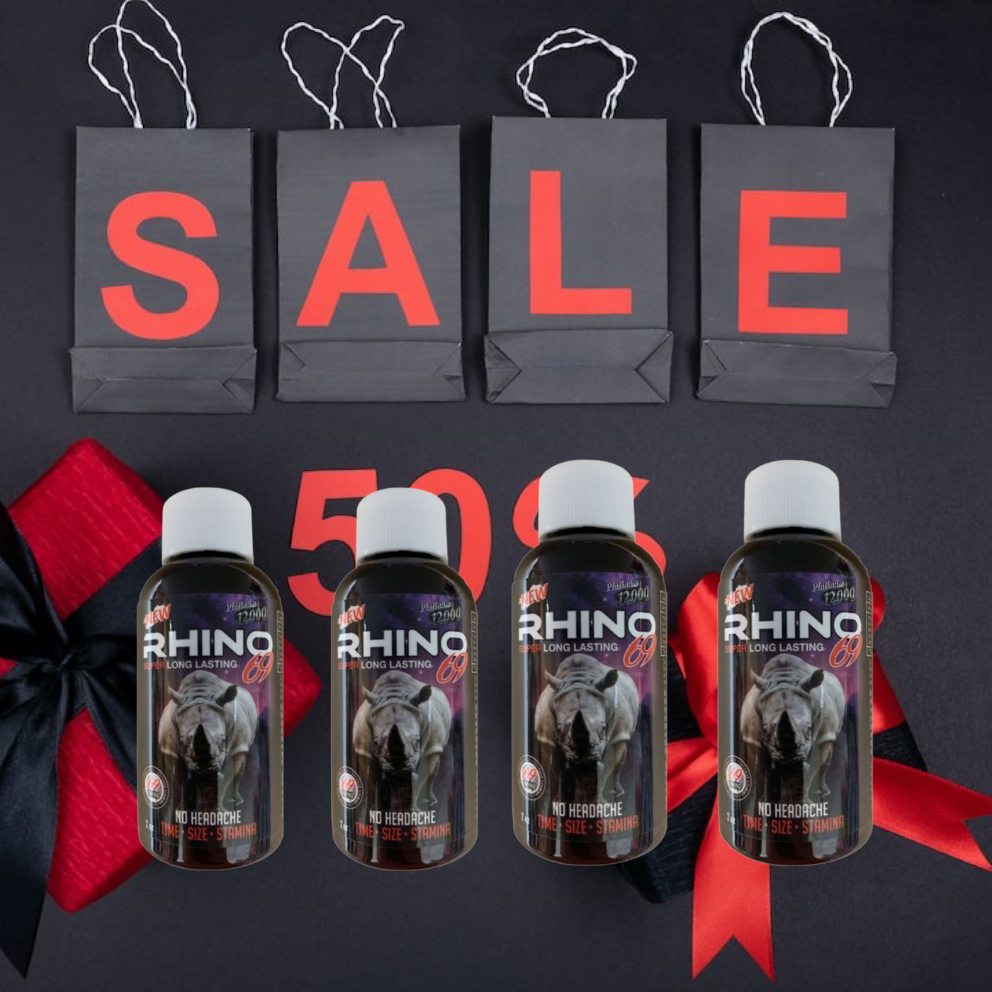 4 Pack Rhino 69 Extra Platinum Liquid Shots 