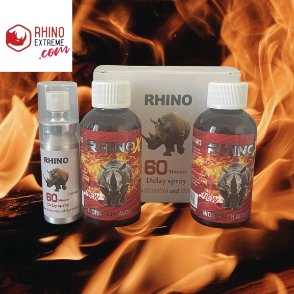 delay spray plus 2 rhino X“maximum growth formula” harder erection extra strength twice as effective - Rhino Extreme